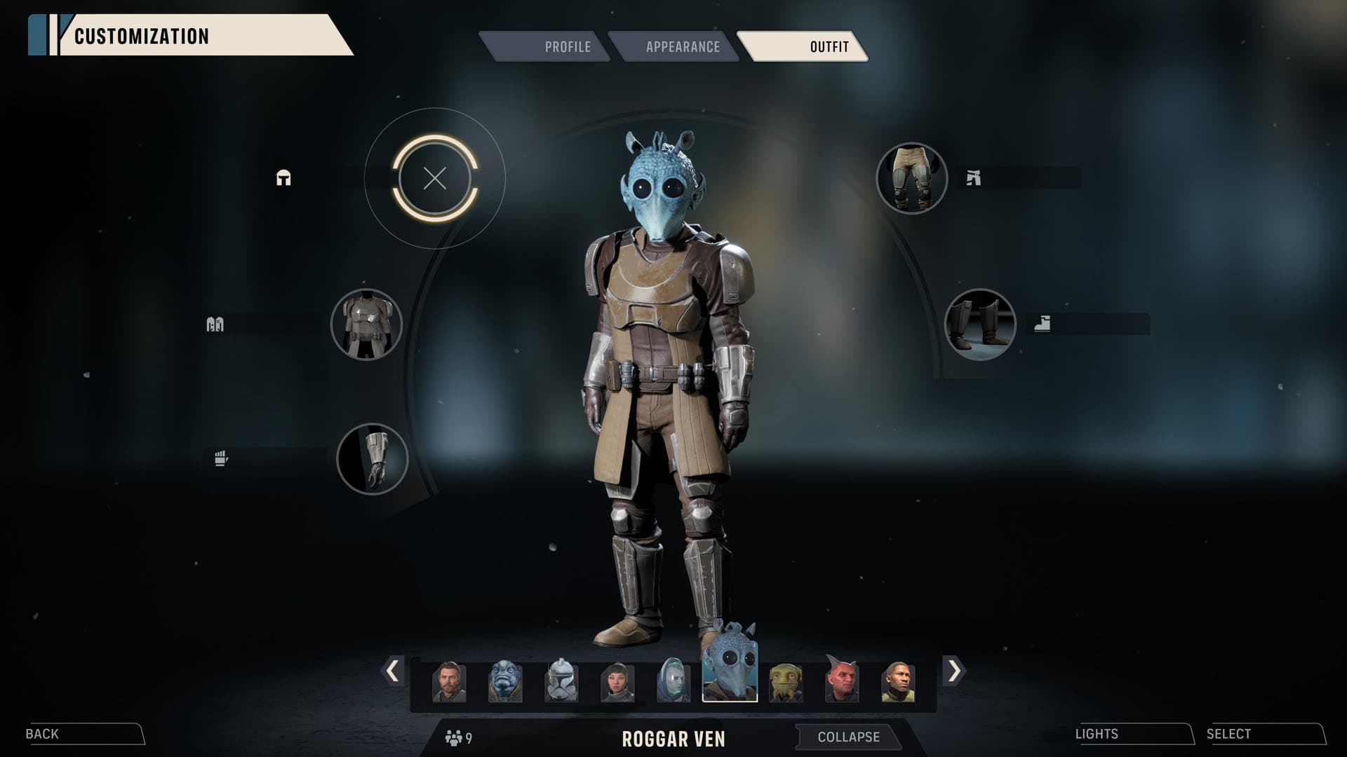 Custom Operator outfit and species options in Star Wars Zero Company